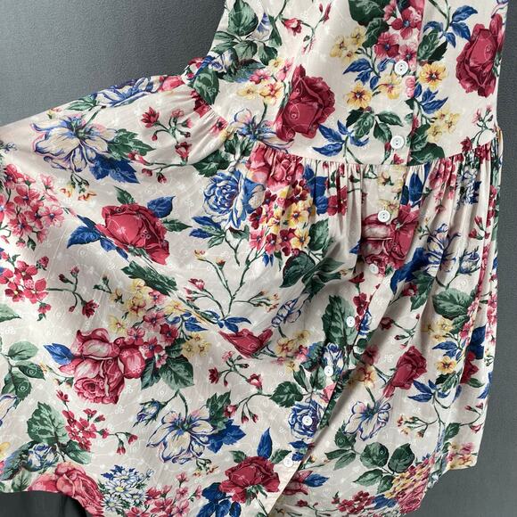 Vtg 80s 90s NOS Brights Creek Cottage Garden Midi Dress Romantic Boho 14? Floral - Picture 8 of 15